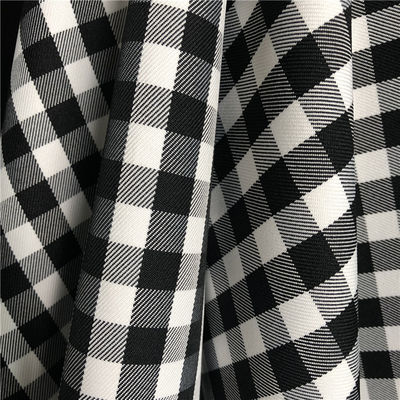 TWILL 300D Polyestergarens Gekleurd Geweven Zwart en Wit Check Stof Twill Stof 57/58